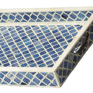 Blue Quatrefoil Bone Inlay Serving Tray