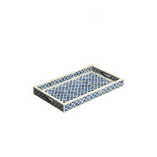 Load image into Gallery viewer, Blue Quatrefoil Bone Inlay Serving Tray