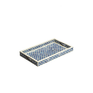 Blue Quatrefoil Bone Inlay Serving Tray