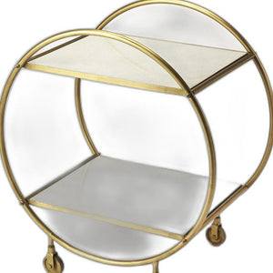 Modern Gold and White Marble Rolling Server