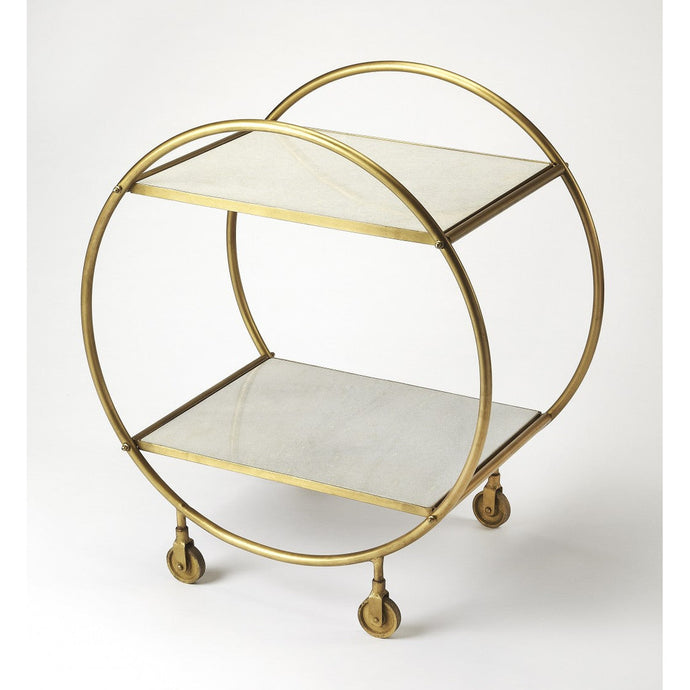 Modern Gold and White Marble Rolling Server