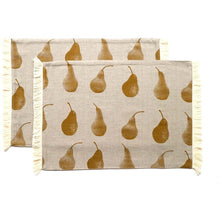 Load image into Gallery viewer, Set of Eight Pale Yellow Pear Pattern Placemats