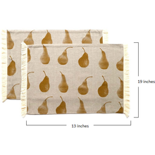 Load image into Gallery viewer, Set of Eight Pale Yellow Pear Pattern Placemats