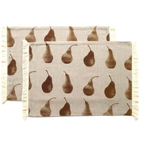 Load image into Gallery viewer, Set of Eight Light Brown Pear Pattern Placemats