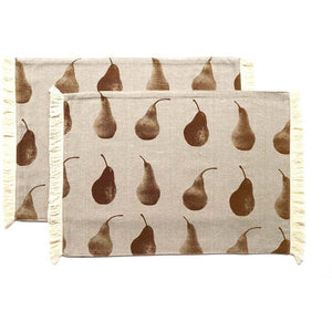 Set of Eight Light Brown Pear Pattern Placemats