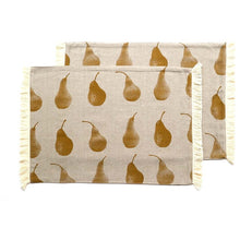 Load image into Gallery viewer, Set of Four Yellow Pear Pattern Placemats and Four Matching Napkins