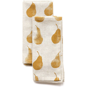 Set of Eight Ochre Pear Pattern Napkins