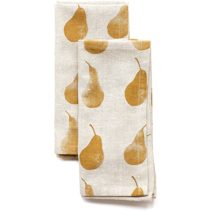 Set of Eight Ochre Pear Pattern Napkins