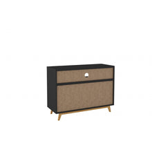Load image into Gallery viewer, Modern Black and Natural Two Door Console Table