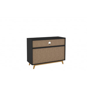 Modern Black and Natural Two Door Console Table