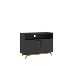Modern Black and Natural Two Door Console Table