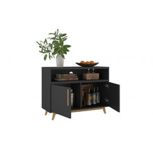 Load image into Gallery viewer, Modern Black and Natural Two Door Console Table