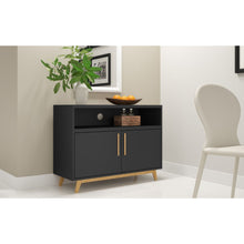 Load image into Gallery viewer, Modern Black and Natural Two Door Console Table