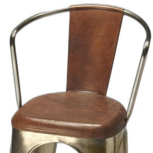 Brown Leather and Iron Bar Stool