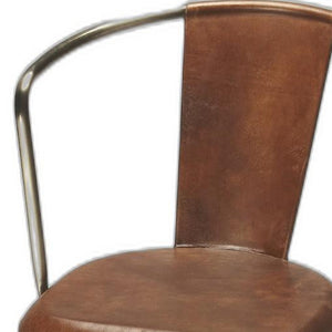 Brown Leather and Iron Bar Stool