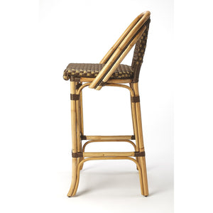 Brown and Beige Rattan Bar Stool