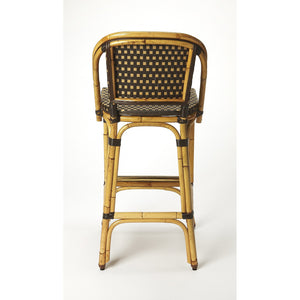 Brown and Beige Rattan Bar Stool