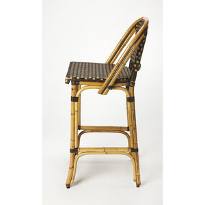 Brown and Beige Rattan Bar Stool