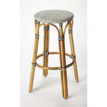 Load image into Gallery viewer, Classic Black and White Rattan Bar Stool