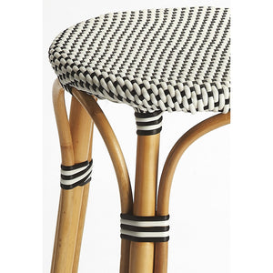 Classic Black and White Rattan Bar Stool