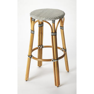 Classic Black and White Rattan Bar Stool