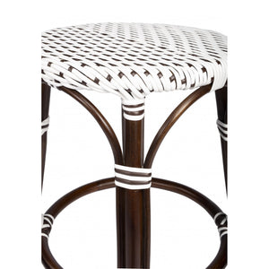 Brown and White Rattan Counter Stool