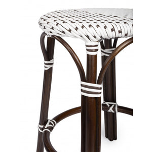 Brown and White Rattan Counter Stool