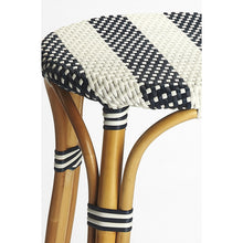 Load image into Gallery viewer, Midnight Blue and White Rattan Counter Stool