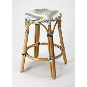 Black and White Rattan Counter Stool