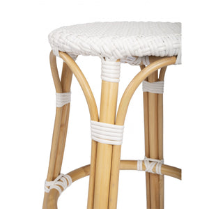 White Rattan Counter Stool