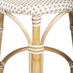 Beige and White Rattan Counter Stool