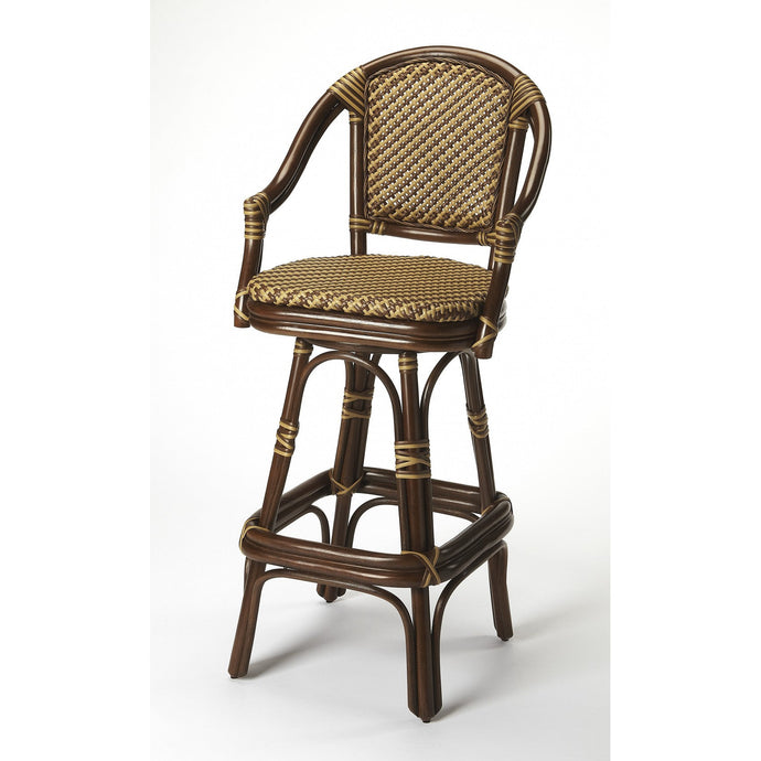 Dark Brown Rattan Bar Stool