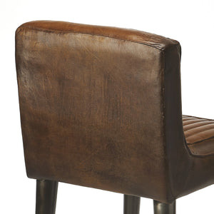 Dark Brown Leather Bar Stool