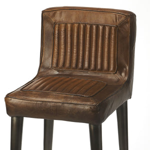 Dark Brown Leather Bar Stool