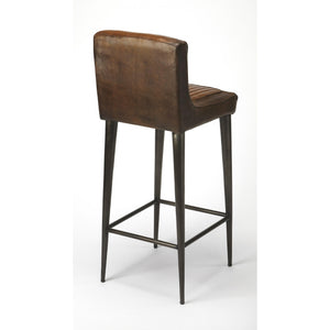 Dark Brown Leather Bar Stool