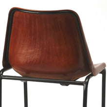 Load image into Gallery viewer, Brown Leather and Iron Bar Stool