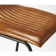 Load image into Gallery viewer, Brown Leather and Metal Counter Stool