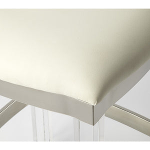 Acrylic and White Leather Counter Stool