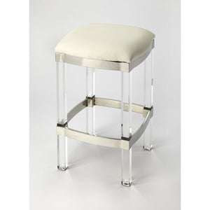 Acrylic and White Leather Counter Stool