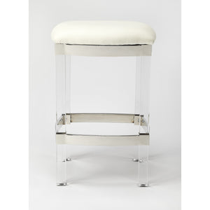 Acrylic and White Leather Counter Stool