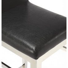 Load image into Gallery viewer, Stainless Steel and Black Faux Leather Counter Stool