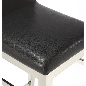 Stainless Steel and Black Faux Leather Counter Stool