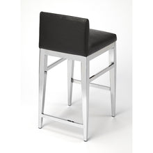 Load image into Gallery viewer, Stainless Steel and Black Faux Leather Counter Stool