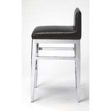 Load image into Gallery viewer, Stainless Steel and Black Faux Leather Counter Stool