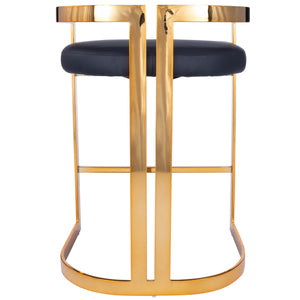 Gold and Black Faux Leather Counter Stool