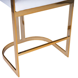 Gold and White Faux Leather Counter Stool