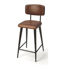 Load image into Gallery viewer, Dark Brown Leather Bar Stool