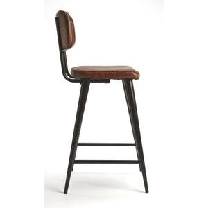 Dark Brown Leather Bar Stool