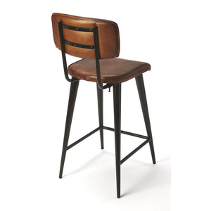 Dark Brown Leather Bar Stool