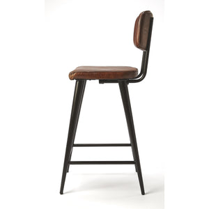 Dark Brown Leather Bar Stool